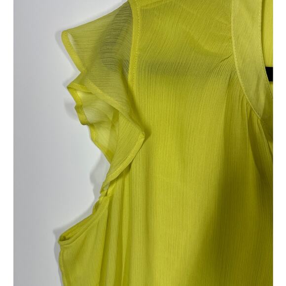 Calvin Klein Cap Sleeve Bright Yellow Cut Out Tie Blouse Top 2X Business Casual - Picture 11 of 16